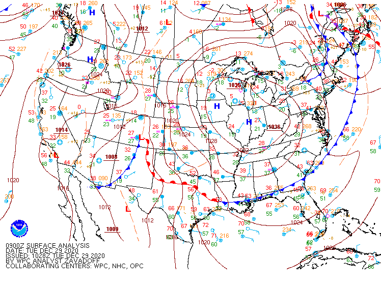 WPC surface map valid 4am Tuesday, December 29