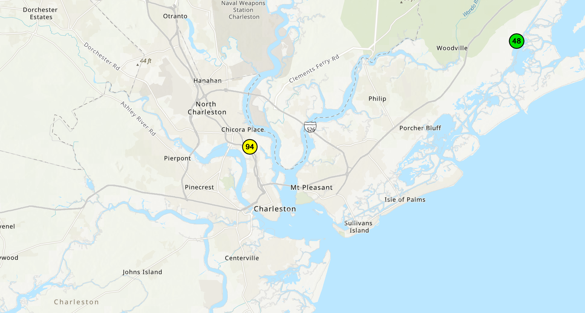 Air quality map from AirNow.gov