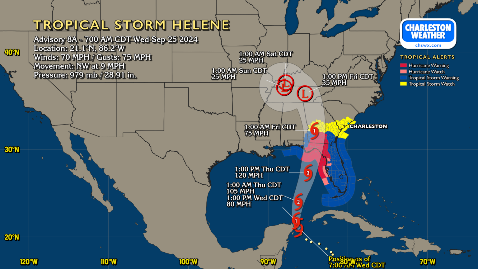 Helene update Tropical Storm Watch issued Charleston Weather